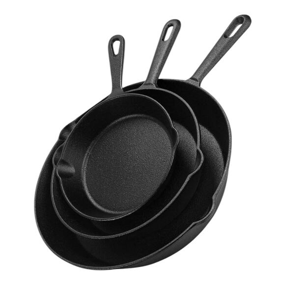 Utopia Kitchen PreSeasoned NonStick Cast Iron Skillet 3 Pc Set 6" 8” 10” Cabin - Picture 2 of 5